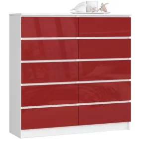 AKORD CLP K120 Komód 10 Fiókos Magasfényű Piros MDF