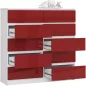 AKORD CLP K120 Komód 10 Fiókos Magasfényű Piros MDF