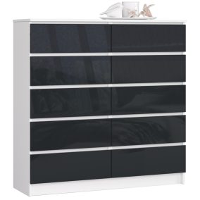 AKORD CLP 120 Komód 10 Fiókos Magasfényű Grafit MDF