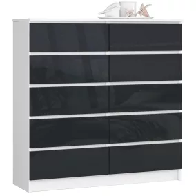 AKORD CLP 120 Komód 10 Fiókos Magasfényű Grafit MDF
