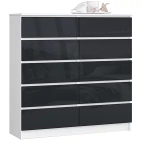 AKORD CLP 120 Komód 10 Fiókos Magasfényű Grafit MDF