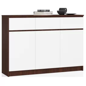 AKORD CLP Wenge-Fehér Modern Komód 3 Ajtós 3 Fiókos