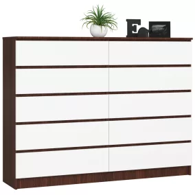 AKORD CLP K160 Laminált Komód 10 Fiókos Wenge-Fehér
