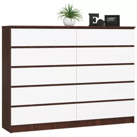 AKORD CLP K160 Laminált Komód 10 Fiókos Wenge-Fehér