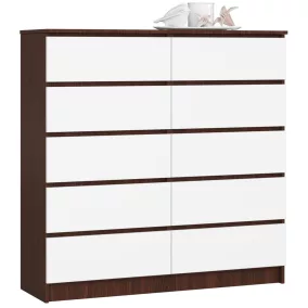 AKORD CLP K120 Komód Laminált Wenge-Fehér 10 Fiókos