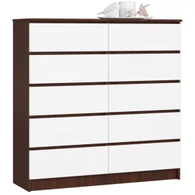AKORD CLP K120 Komód Laminált Wenge-Fehér 10 Fiókos