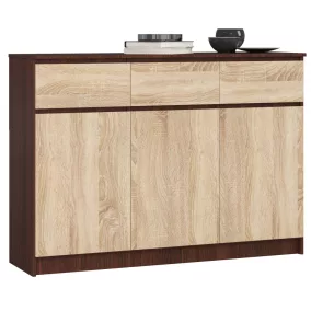 AKORD CLP K140 Komód Wenge/Sonoma Tölgy 3 Ajtós 3 Fiókos