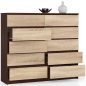 AKORD CLP Modern Fiókos Komód Wenge-Sonoma Tölgy 10 Fiókos