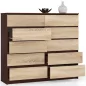   AKORD CLP Modern Fiókos Komód Wenge-Sonoma Tölgy 10 Fiókos