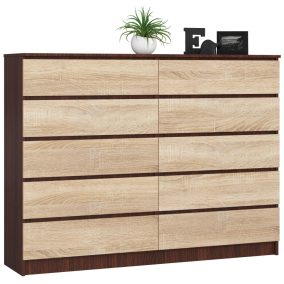   AKORD CLP K160 Komód Wenge/Sonoma Tölgy 10 Fiókos Laminált