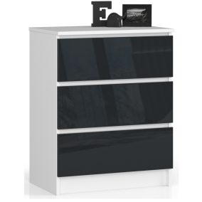 AKORD CLP Magasfényű Grafit 3-Fiókos Komód