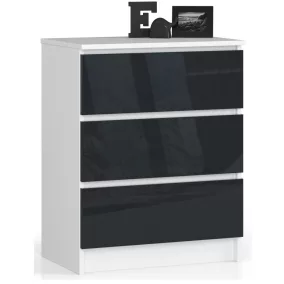 AKORD CLP Magasfényű Grafit 3-Fiókos Komód