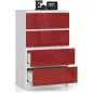 AKORD CLP Magasfényű Piros-Fehér Fiókos Komód