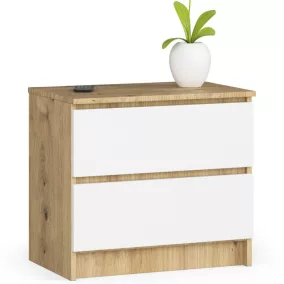 AKORD CLP Artisan Tölgy Komód 2 Fiókos Fehér Matt