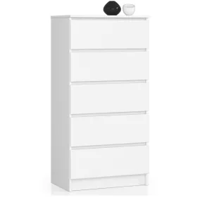 AKORD CLP K60 Magas Fiókos Komód Laminált Fehér Matt