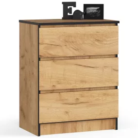 AKORD CLP Craft Tölgy Komód 3 Fiókos Laminált
