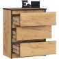 AKORD CLP Craft Tölgy Komód 3 Fiókos Laminált