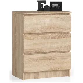 AKORD CLP K60 Komód Sonoma Tölgy 3 Fiókos Laminált