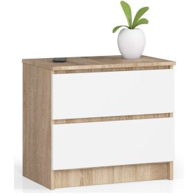  AKORD CLP K60 Komód Laminált Sonoma Tölgy Fehér 2 Fiókos