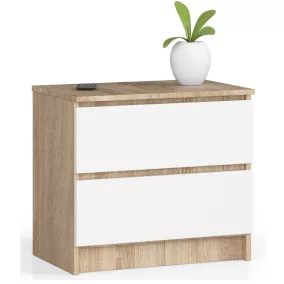   AKORD CLP K60 Komód Laminált Sonoma Tölgy Fehér 2 Fiókos