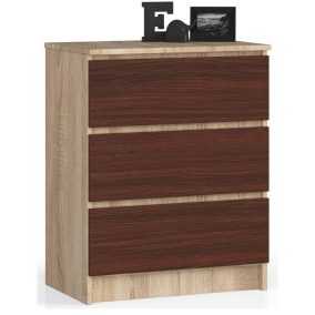 AKORD CLP Komód 3 Fiókos Sonoma Tölgy/Wenge Laminált