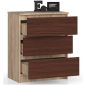 AKORD CLP Komód 3 Fiókos Sonoma Tölgy/Wenge Laminált