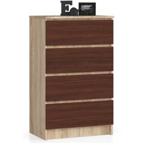 AKORD K60 Sonoma Tölgy Wenge Komód 4 Fiókos Laminált