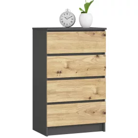   AKORD CLP K60 Fiókos Komód Laminált Grafitszürke/Artisan Tölgy