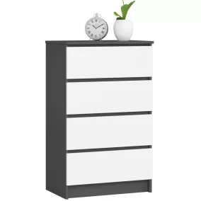 AKORD CLP Komód 4 Fiókos Laminált Grafitszürke/Fehér