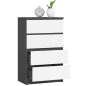 AKORD CLP Komód 4 Fiókos Laminált Grafitszürke/Fehér