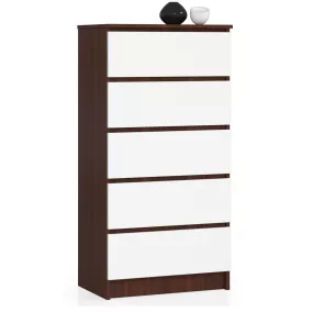 AKORD Modern K60 Komód 5 Fiókos Wenge-Fehér Laminált