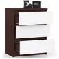 AKORD CLP Komód 3 Fiókos Laminált Wenge-Fehér