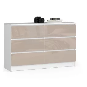 AKORD CLP K120 Cappuccino Magasfényű 6-Fiókos Komód