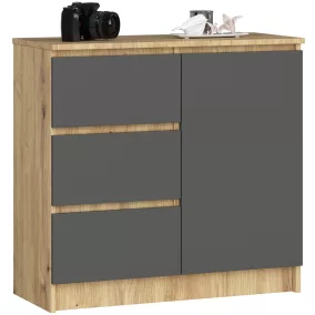 AKORD Jerry Komód Artisan Tölgy Grafit Matt 3 Fiókos