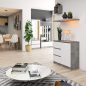 Jerry Modern Komód Laminált Beton-Fehér 3 Fiókos