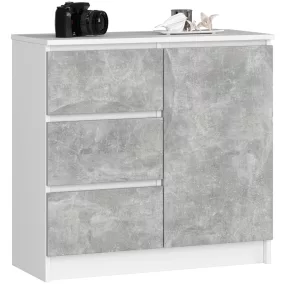 AKORD Jerry Komód Laminált Fehér Beton 3 Fiókos