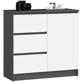 AKORD Jerry Modern Komód Laminált Grafitszürke-Fehér