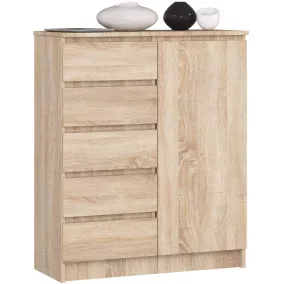 AKORD CLP K80 Komód Laminált Sonoma Tölgy 5 Fiókos