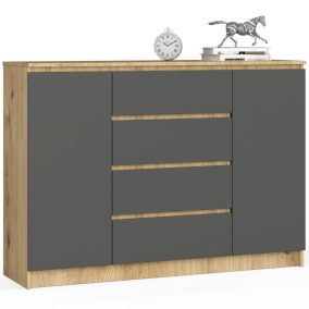 AKORD CLP Artisan Komód Laminált Tölgy/Szürke 4-Fiókos