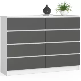   AKORD CLP K140 Modern Komód Laminált Fehér-Szürke 8-Fiókos
