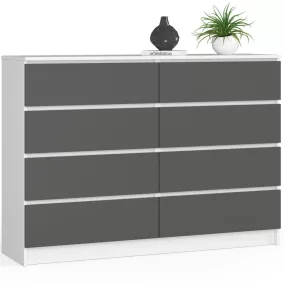   AKORD CLP K140 Modern Komód Laminált Fehér-Szürke 8-Fiókos
