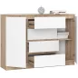   AKORD CLP K140 Komód Laminált Sonoma Tölgy Fehér 4 Fiókos