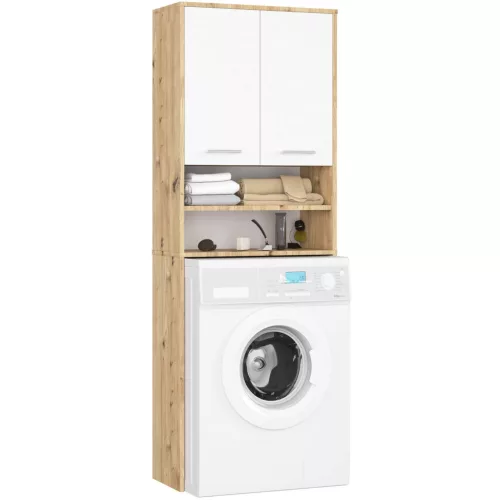 AKORD FIN Mosógép Fölé Való Szekrény Artisan Tölgy-Fehér