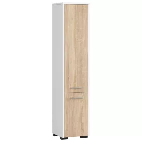   AKORD FIN Fürdőszobai Oszlopszekrény 140cm Fehér/Sonoma Tölgy