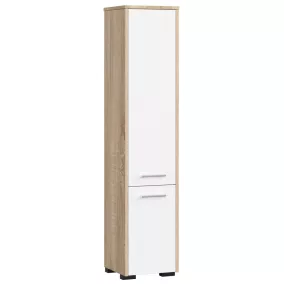   AKORD FIN Fürdőszobai Oszlopszekrény 140cm Sonoma Tölgy Fehér