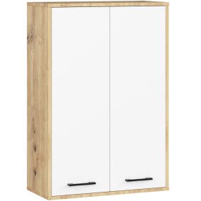   AKORD FIN Kétajtós Fürdőszobai Fali Szekrény Artisan Tölgy-Fehér