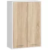AKORD FIN Kétajtós Fürdőszobai Fali Szekrény Fehér/Sonoma Tölgy