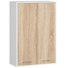   AKORD FIN Kétajtós Fürdőszobai Fali Szekrény Fehér/Sonoma Tölgy