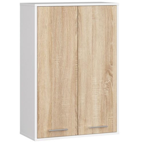 AKORD FIN Kétajtós Fürdőszobai Fali Szekrény Fehér/Sonoma Tölgy