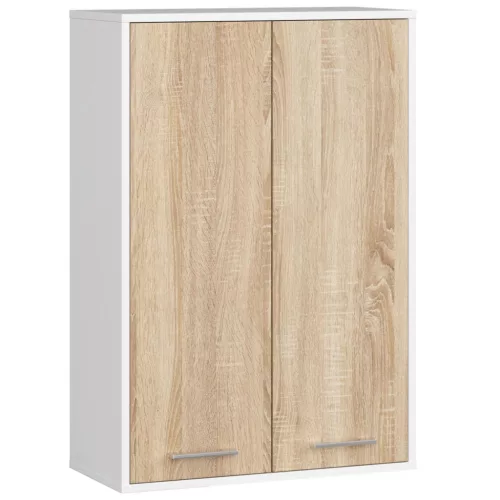 AKORD FIN Kétajtós Fürdőszobai Fali Szekrény Fehér/Sonoma Tölgy